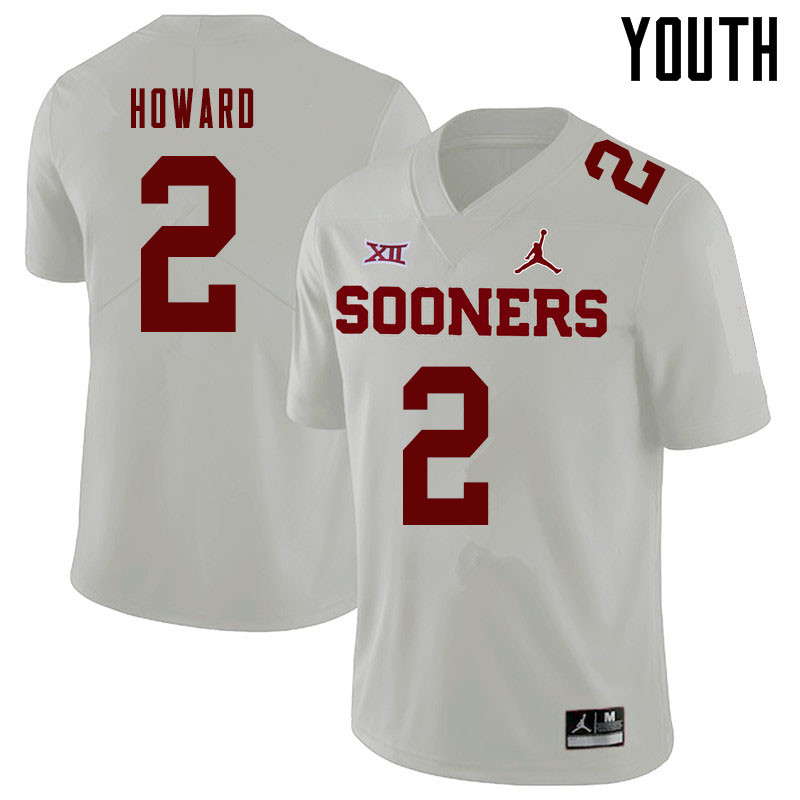 Jordan Brand Youth #2 Theo Howard Oklahoma Sooners College Football Jerseys Sale-White - Click Image to Close
